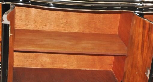 Hochglanzschwarzer Klavierlack,Massive Chromgriffe,4 Geschwungene Türen,Belgien 1929,Viel Stauraum