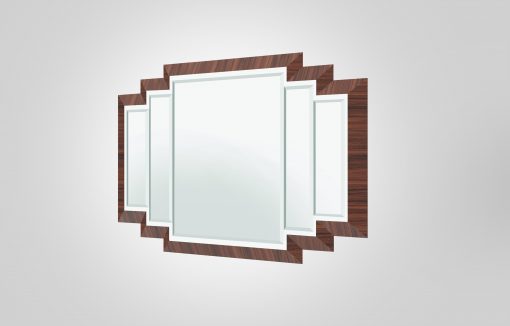 Art Deco Design Spiegel mit Makassarrahmen, Innendesign, Spiegel, Wandspiegel, Edelhölzer, 1920er, Luxus, Moebel, Holz, handarbeit
