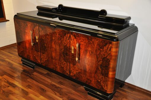 Original 1920er Art Deco Sideboard Wurzelholz mit Messinggriffen, Art Deco, Moebel, Design, Innendesign, Luxus, Walnussholz, Französische Moebel, Buffet