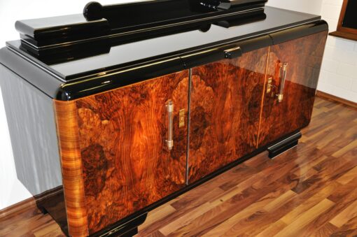 Original 1920er Art Deco Sideboard Wurzelholz mit Messinggriffen, Art Deco, Moebel, Design, Innendesign, Luxus, Walnussholz, Französische Moebel, Buffet