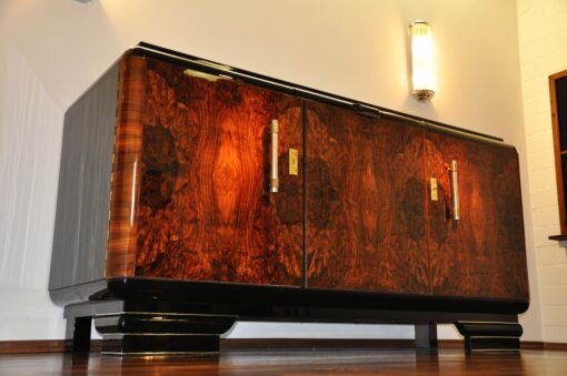 Original 1920er Art Deco Sideboard Wurzelholz mit Messinggriffen, Art Deco, Moebel, Design, Innendesign, Luxus, Walnussholz, Französische Moebel, Buffet