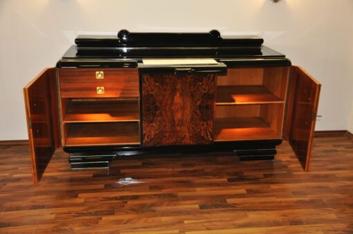 Original 1920er Art Deco Sideboard Wurzelholz mit Messinggriffen, Art Deco, Moebel, Design, Innendesign, Luxus, Walnussholz, Französische Moebel, Buffet