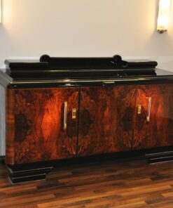 Original 1920er Art Deco Sideboard Wurzelholz mit Messinggriffen, Art Deco, Moebel, Design, Innendesign, Luxus, Walnussholz, Französische Moebel, Buffet