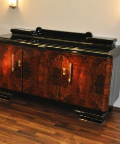 Original 1920er Art Deco Sideboard Wurzelholz mit Messinggriffen, Art Deco, Moebel, Design, Innendesign, Luxus, Walnussholz, Französische Moebel, Buffet