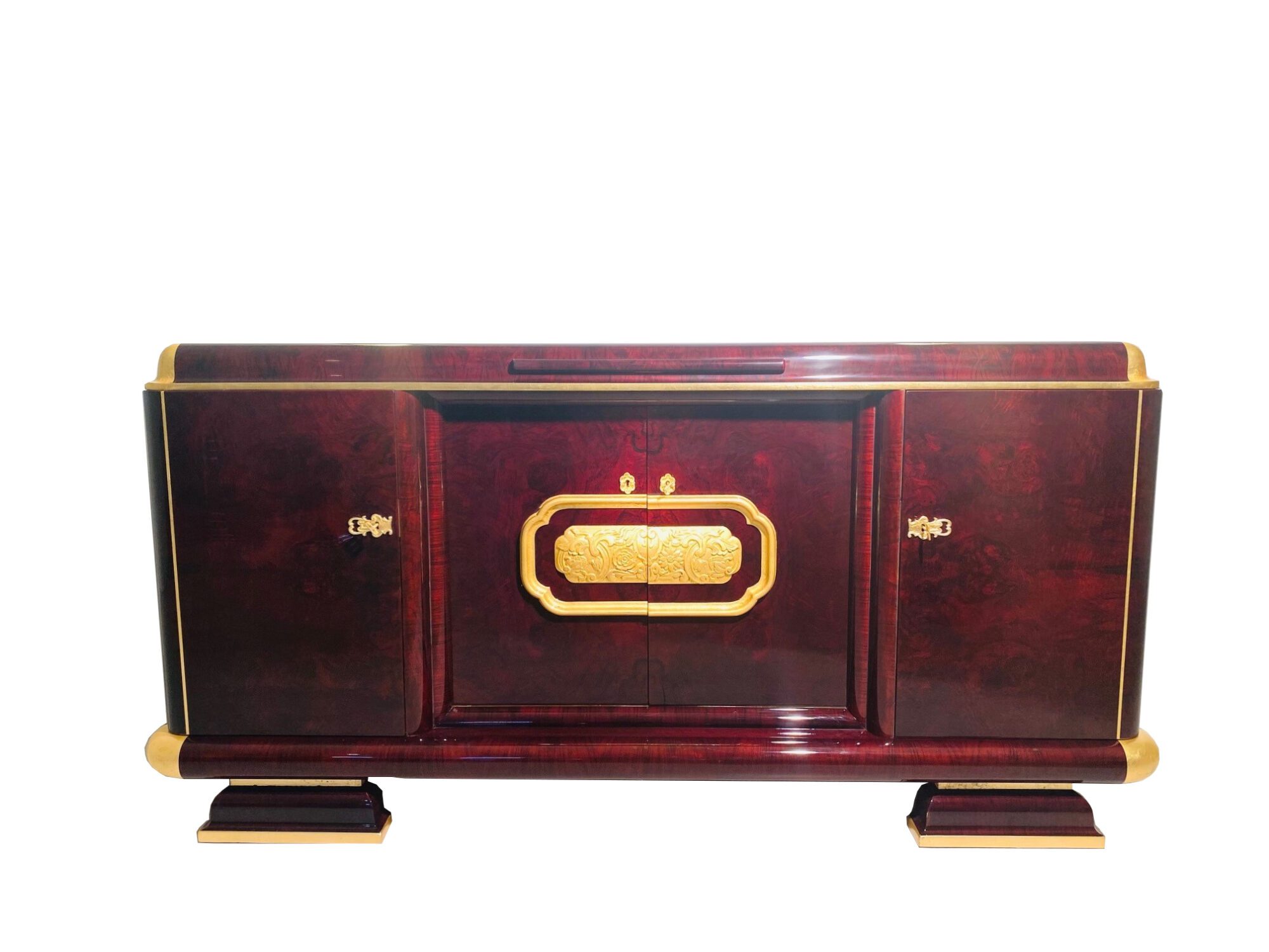 Art Deco Sideboard Kaukasisches Nussbaumholz und Blattgold