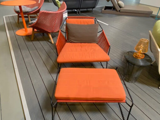 Orange Armchair And Stool, Living Room