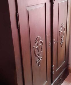 Antique Solid Wood Cabinet With Carvings In Good Condition