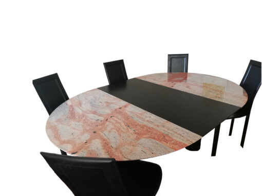 Extending Dining Room Table Made of Marble And Ash Wood